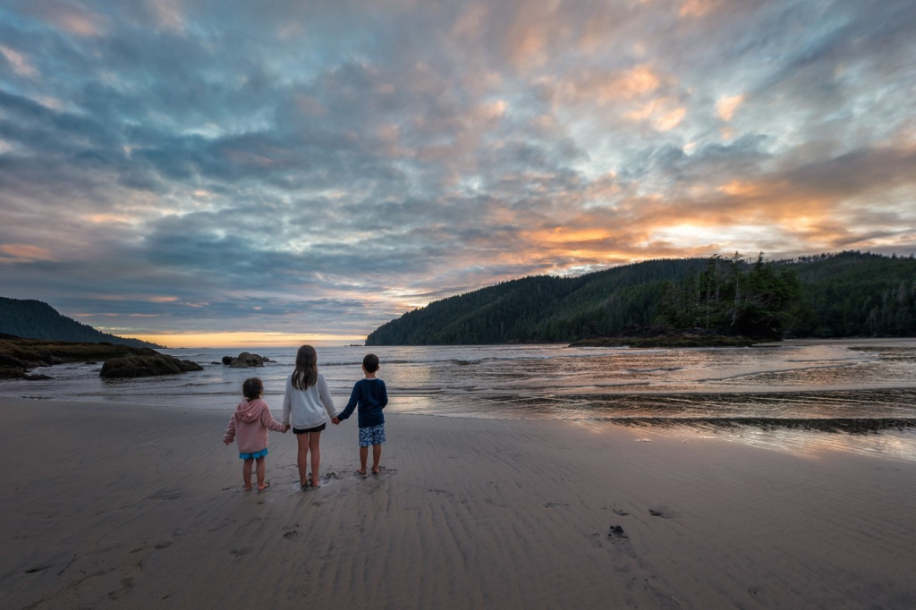 Kids RV camping on Vancouver Island
