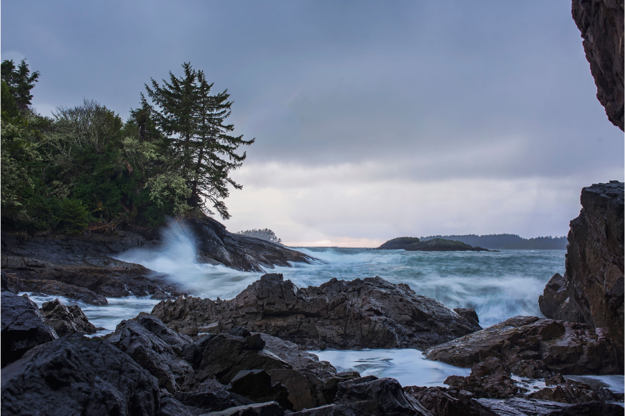 Storm on the shores of Tofino beach. 