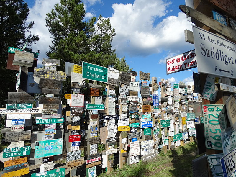 Sign post forest is a great place to stop along your travels from Vancouver Island to the Yukon